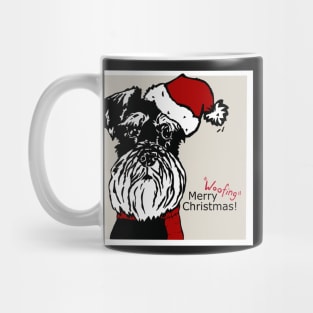 Merry Woofing Christmas Miniature Schnauzer Dog in Santa Hat Mug